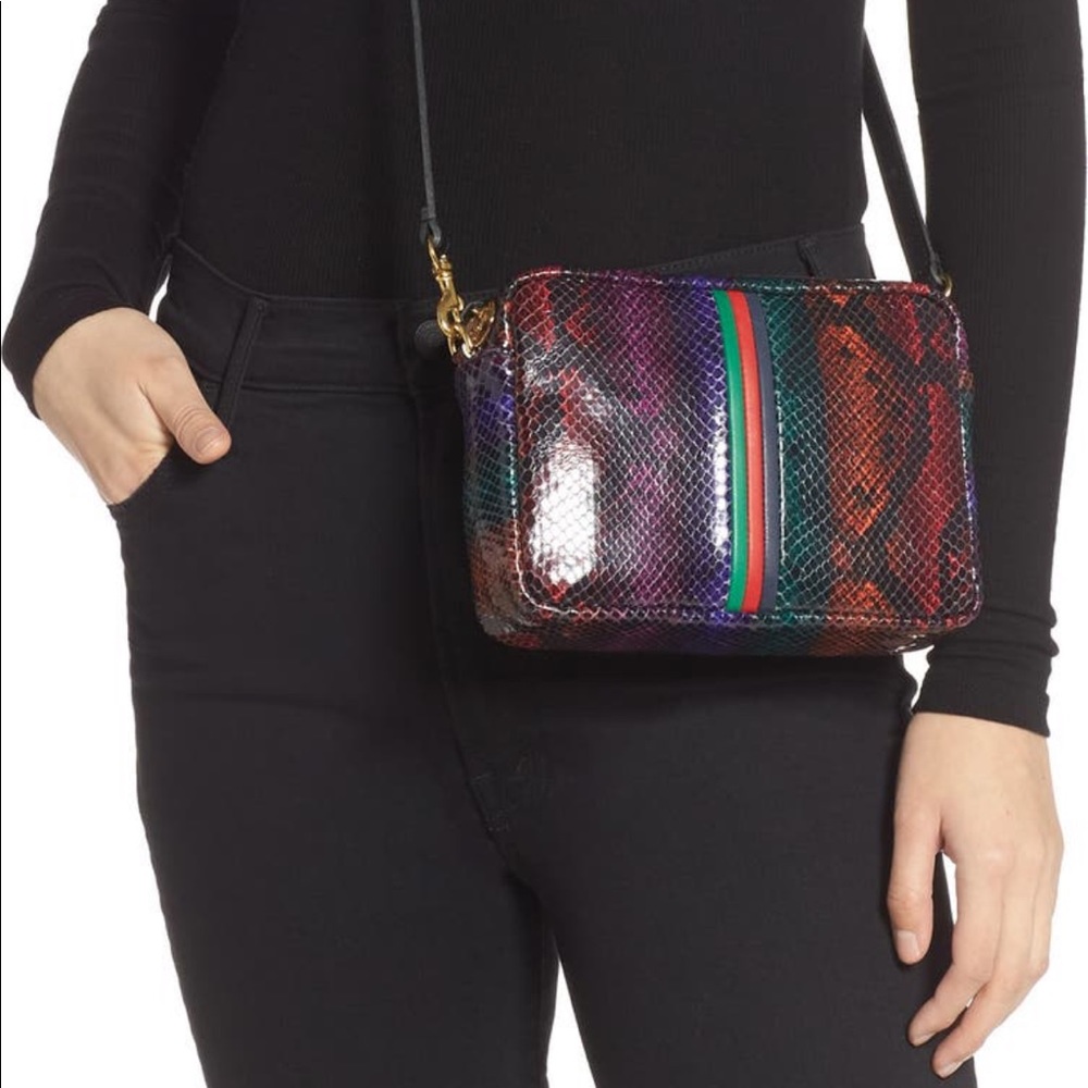 Clare V. Midi Sac Snake Embossed Leather Crossbody